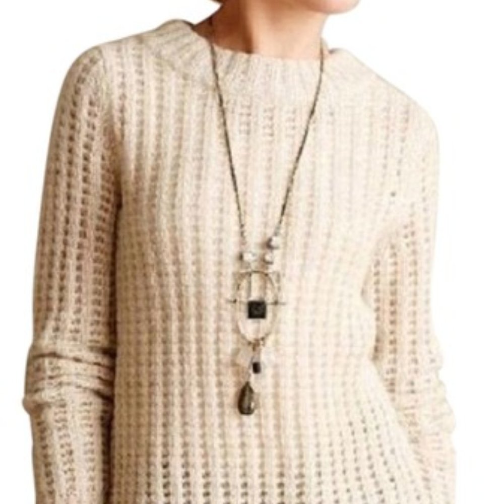 NEW NWT FIELD & FLOWER Anthropologie Pullover Open Weave Sweater XL